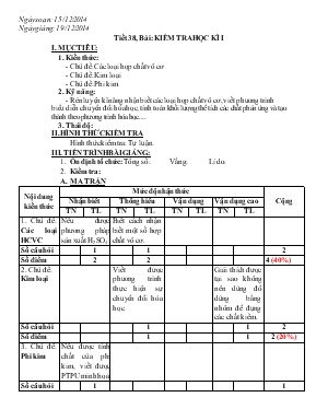 Giáo án Tiết 38 Bài Kiểm tra học kì I